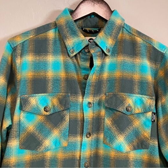 Fayettechill Teal and Orange Plaid 100% Cotton Flannel Shirt Women's Size M - Picture 4 of 12